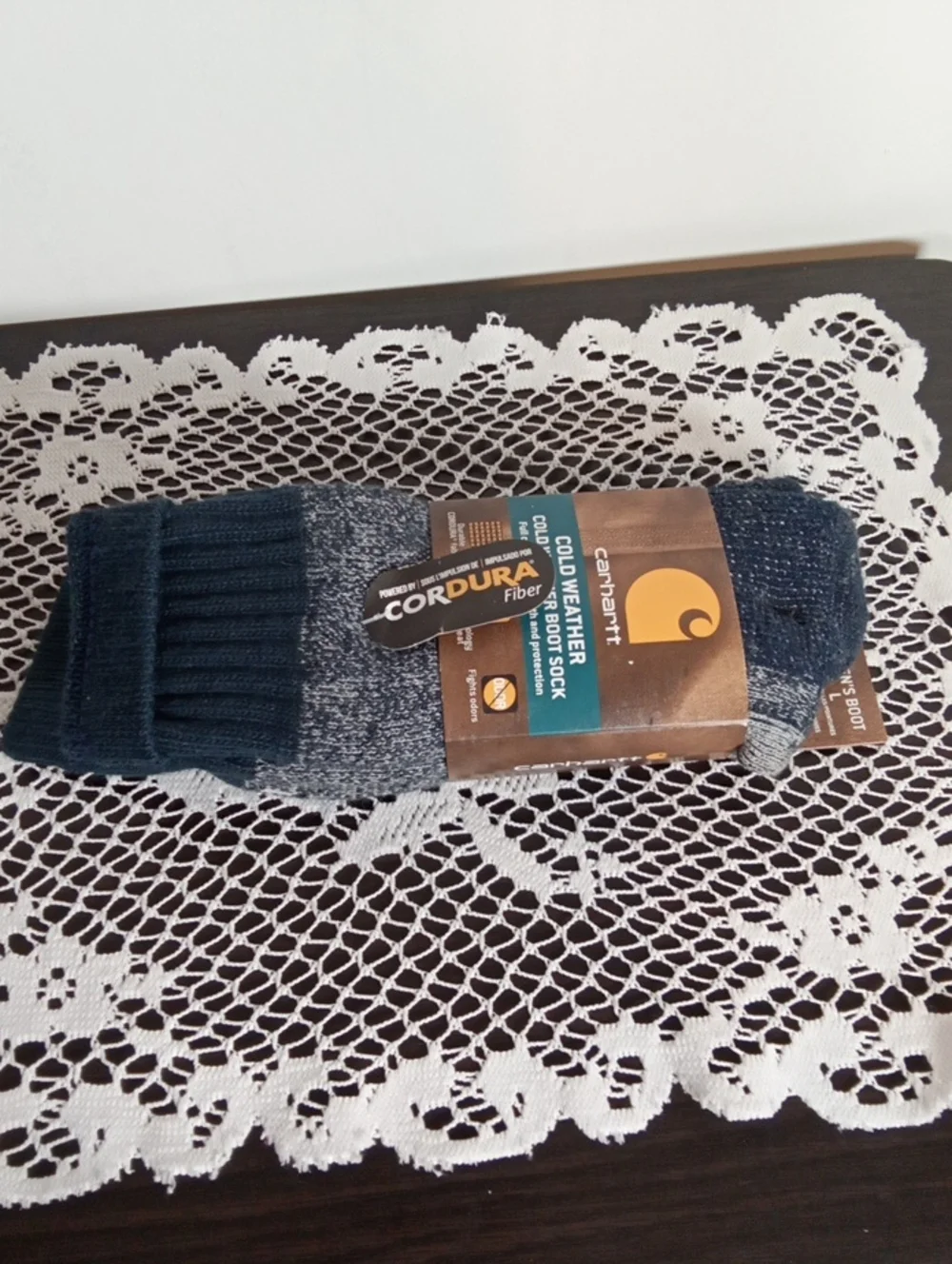 Carhartt Men's Cold Weather Boot Socks - Navy Heather One Pair Cordura Fiber